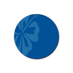 Hibiscus Sakura Classic Blue Rubber Coaster (round)  by Mariart