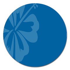 Hibiscus Sakura Classic Blue Magnet 5  (round) by Mariart