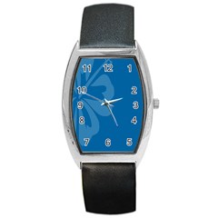 Hibiscus Sakura Classic Blue Barrel Style Metal Watch by Mariart