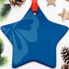 Hibiscus Sakura Classic Blue Star Ornament (two Sides) by Mariart