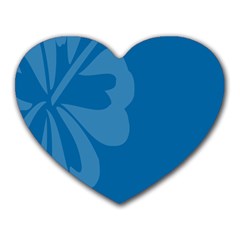 Hibiscus Sakura Classic Blue Heart Mousepads by Mariart