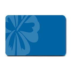 Hibiscus Sakura Classic Blue Small Doormat  by Mariart