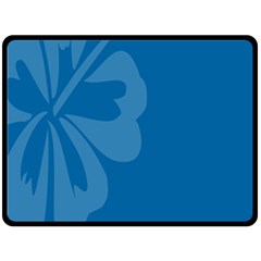 Hibiscus Sakura Classic Blue Fleece Blanket (large)  by Mariart