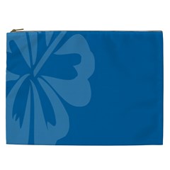 Hibiscus Sakura Classic Blue Cosmetic Bag (xxl)  by Mariart