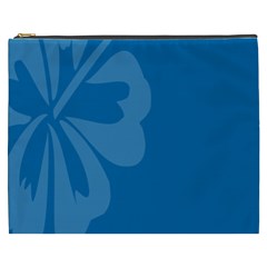 Hibiscus Sakura Classic Blue Cosmetic Bag (xxxl)  by Mariart