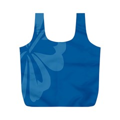 Hibiscus Sakura Classic Blue Full Print Recycle Bags (m)  by Mariart