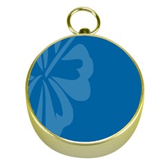 Hibiscus Sakura Classic Blue Gold Compasses by Mariart