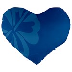 Hibiscus Sakura Classic Blue Large 19  Premium Flano Heart Shape Cushions Front