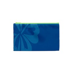 Hibiscus Sakura Classic Blue Cosmetic Bag (xs) by Mariart