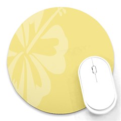 Hibiscus Custard Yellow Round Mousepads by Mariart