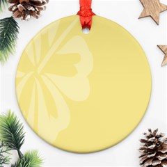 Hibiscus Custard Yellow Ornament (round) by Mariart