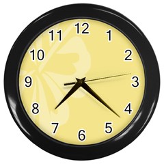 Hibiscus Custard Yellow Wall Clocks (black) by Mariart