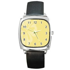 Hibiscus Custard Yellow Square Metal Watch by Mariart