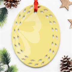 Hibiscus Custard Yellow Oval Filigree Ornament (two Sides) by Mariart