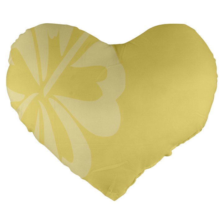 Hibiscus Custard Yellow Large 19  Premium Heart Shape Cushions