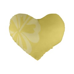 Hibiscus Custard Yellow Standard 16  Premium Flano Heart Shape Cushions by Mariart