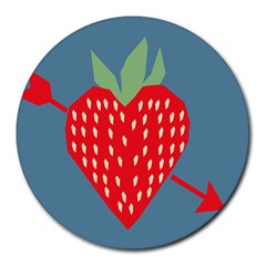 Fruit Red Strawberry Round Mousepads by Mariart