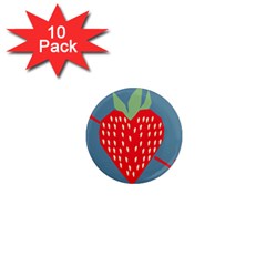 Fruit Red Strawberry 1  Mini Magnet (10 Pack)  by Mariart