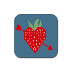 Fruit Red Strawberry Rubber Coaster (square)  by Mariart