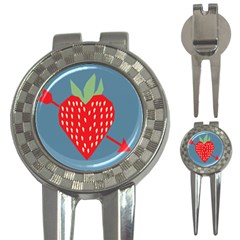 Fruit Red Strawberry 3-in-1 Golf Divots by Mariart