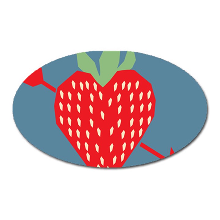 Fruit Red Strawberry Oval Magnet