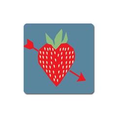 Fruit Red Strawberry Square Magnet