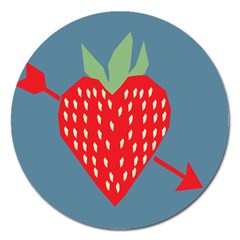 Fruit Red Strawberry Magnet 5  (round)