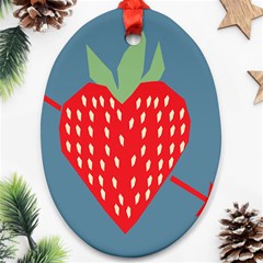 Fruit Red Strawberry Oval Ornament (two Sides) by Mariart