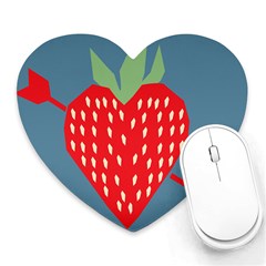 Fruit Red Strawberry Heart Mousepads by Mariart