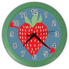 Fruit Red Strawberry Color Wall Clocks by Mariart