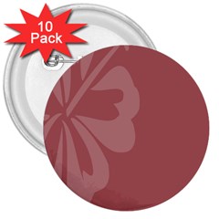 Hibiscus Sakura Red 3  Buttons (10 Pack) 