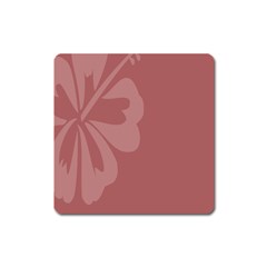 Hibiscus Sakura Red Square Magnet by Mariart