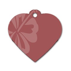 Hibiscus Sakura Red Dog Tag Heart (one Side) by Mariart