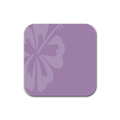 Hibiscus Sakura Lavender Herb Purple Rubber Square Coaster (4 Pack) 