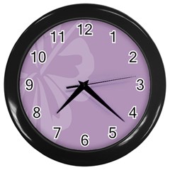 Hibiscus Sakura Lavender Herb Purple Wall Clocks (black) by Mariart