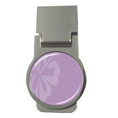 Hibiscus Sakura Lavender Herb Purple Money Clips (round)  by Mariart