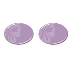 Hibiscus Sakura Lavender Herb Purple Cufflinks (oval) by Mariart