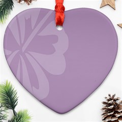 Hibiscus Sakura Lavender Herb Purple Heart Ornament (two Sides) by Mariart