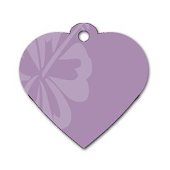 Hibiscus Sakura Lavender Herb Purple Dog Tag Heart (two Sides) by Mariart