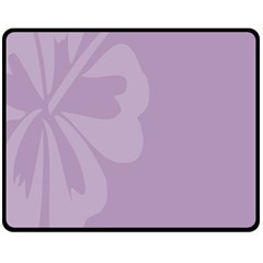 Hibiscus Sakura Lavender Herb Purple Fleece Blanket (medium)  by Mariart