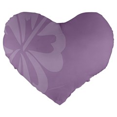 Hibiscus Sakura Lavender Herb Purple Large 19  Premium Flano Heart Shape Cushions by Mariart