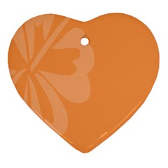 Hibiscus Sakura Tangerine Orange Ornament (heart) by Mariart