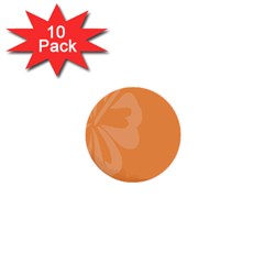 Hibiscus Sakura Tangerine Orange 1  Mini Buttons (10 Pack)  by Mariart