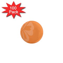 Hibiscus Sakura Tangerine Orange 1  Mini Magnets (100 Pack)  by Mariart