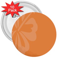 Hibiscus Sakura Tangerine Orange 3  Buttons (10 Pack)  by Mariart