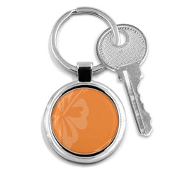 Hibiscus Sakura Tangerine Orange Key Chains (round) 