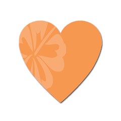 Hibiscus Sakura Tangerine Orange Heart Magnet by Mariart