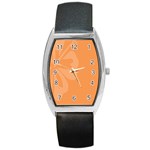 Hibiscus Sakura Tangerine Orange Barrel Style Metal Watch Front