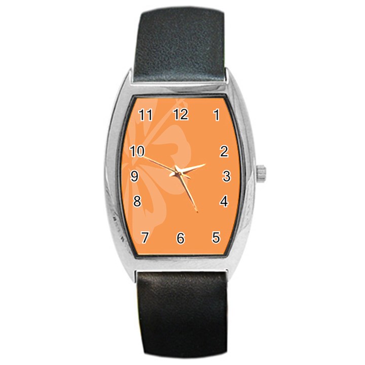 Hibiscus Sakura Tangerine Orange Barrel Style Metal Watch