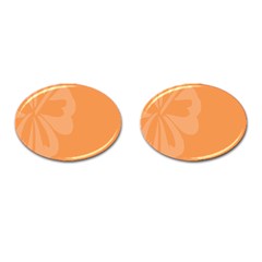 Hibiscus Sakura Tangerine Orange Cufflinks (oval) by Mariart